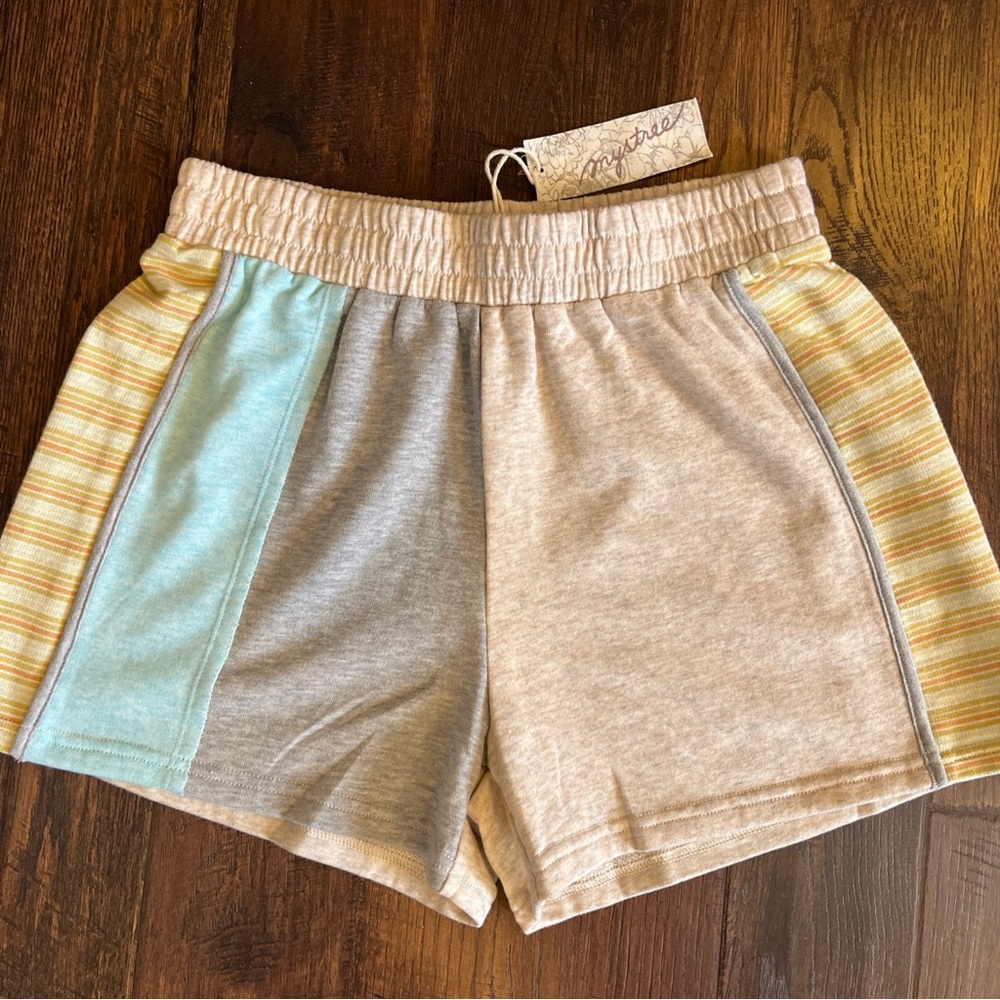 Mystree Women's Colorblock Patchwork Knit Elastic Waistband PullOn Shorts Size S - Picture 3 of 8